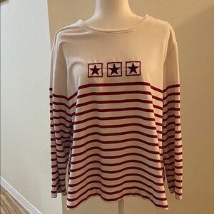 CJ Banks Red and White Striped Long Sleeve Top